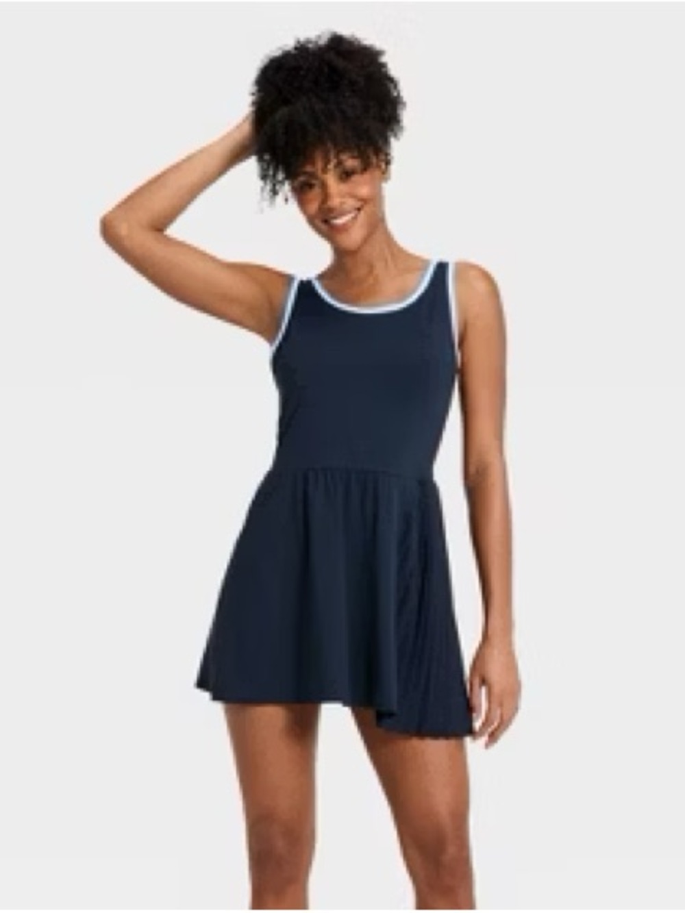 all in motion Navy Mini Dress with White Trim